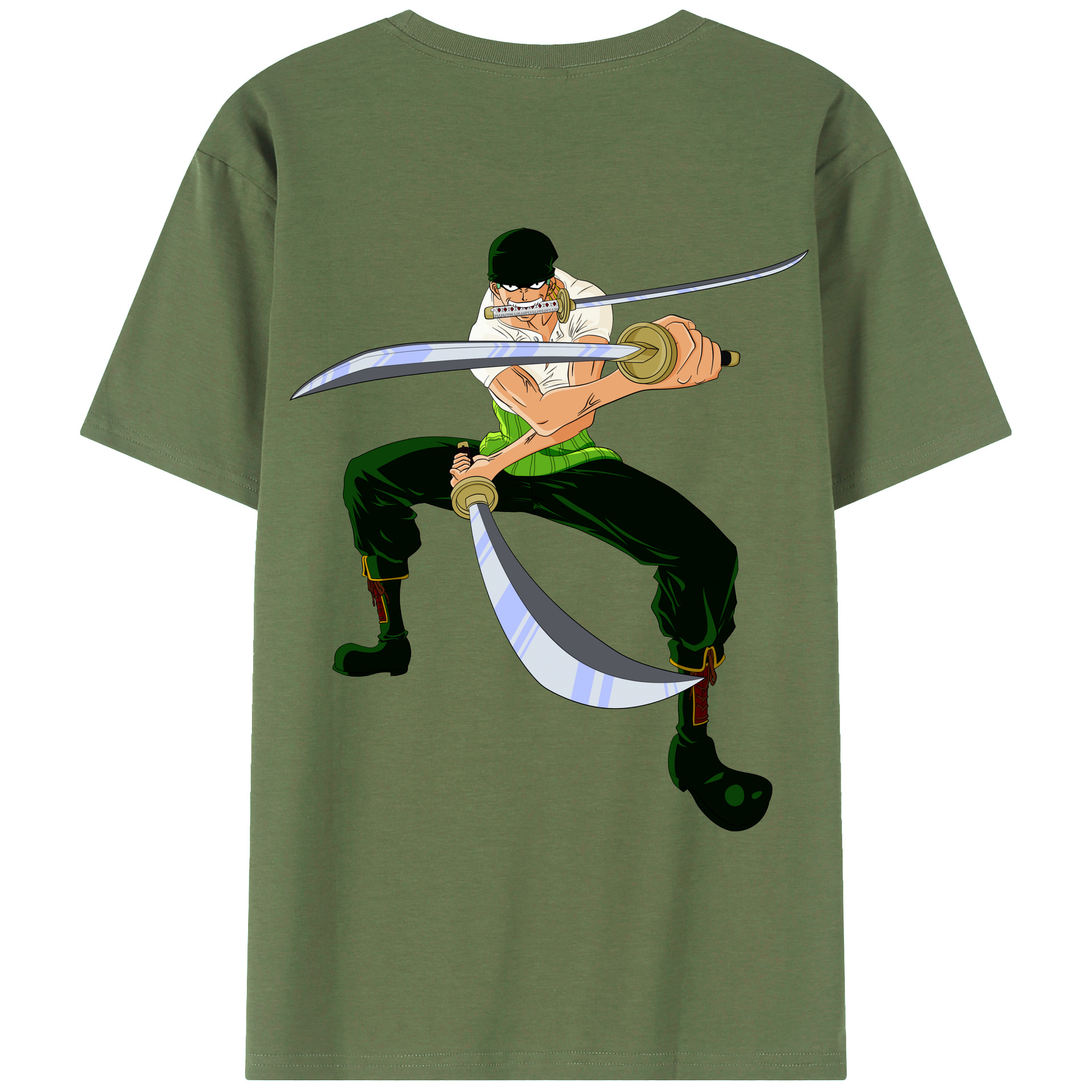 ワンピース ロロノア・ゾロ ONE PIECE Roronoa Zoro 綿100％ メンズ半袖Tシャツ（バックプリント） 通気性